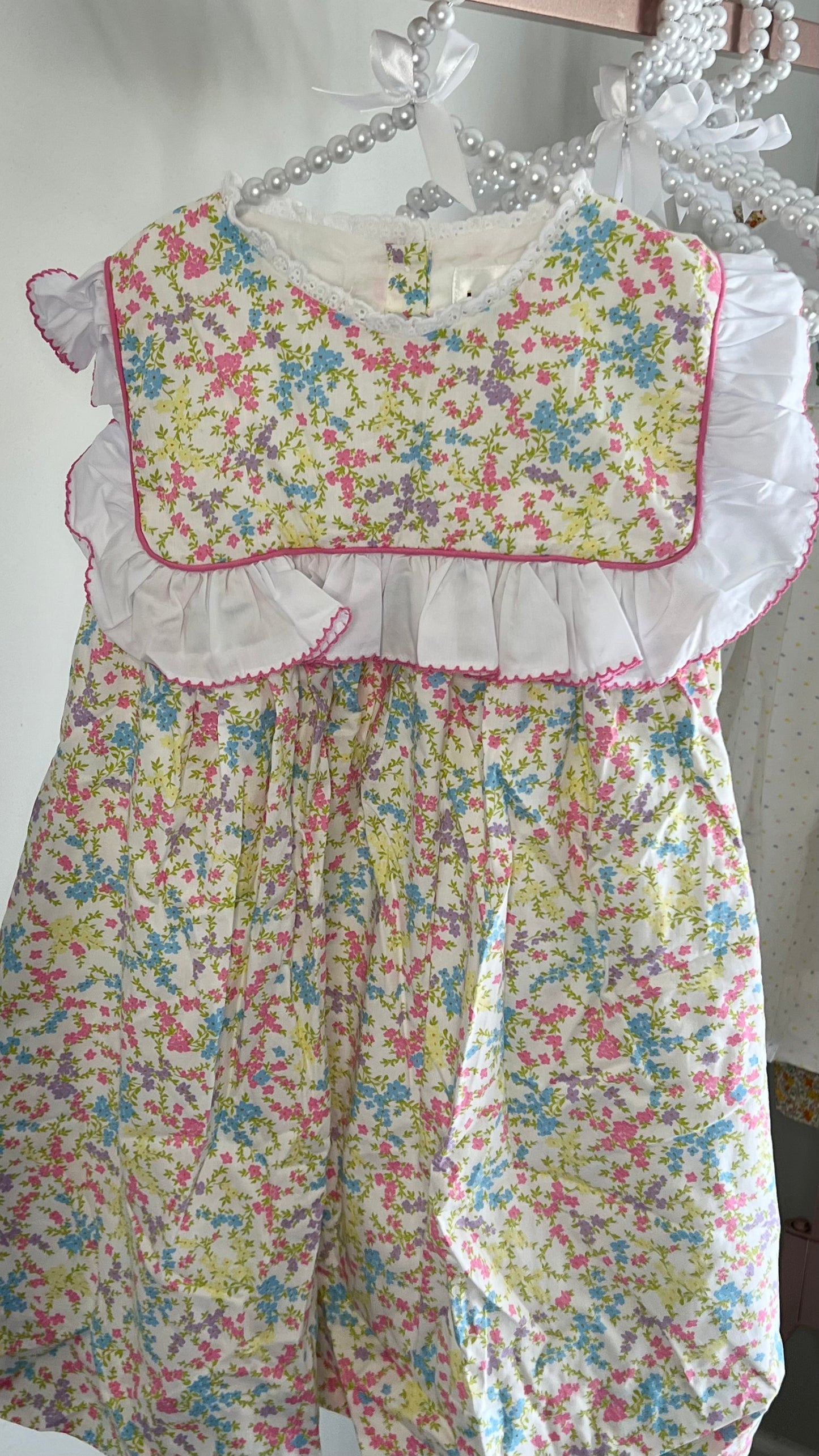 Floral Dress White And Pink Accents For Girl