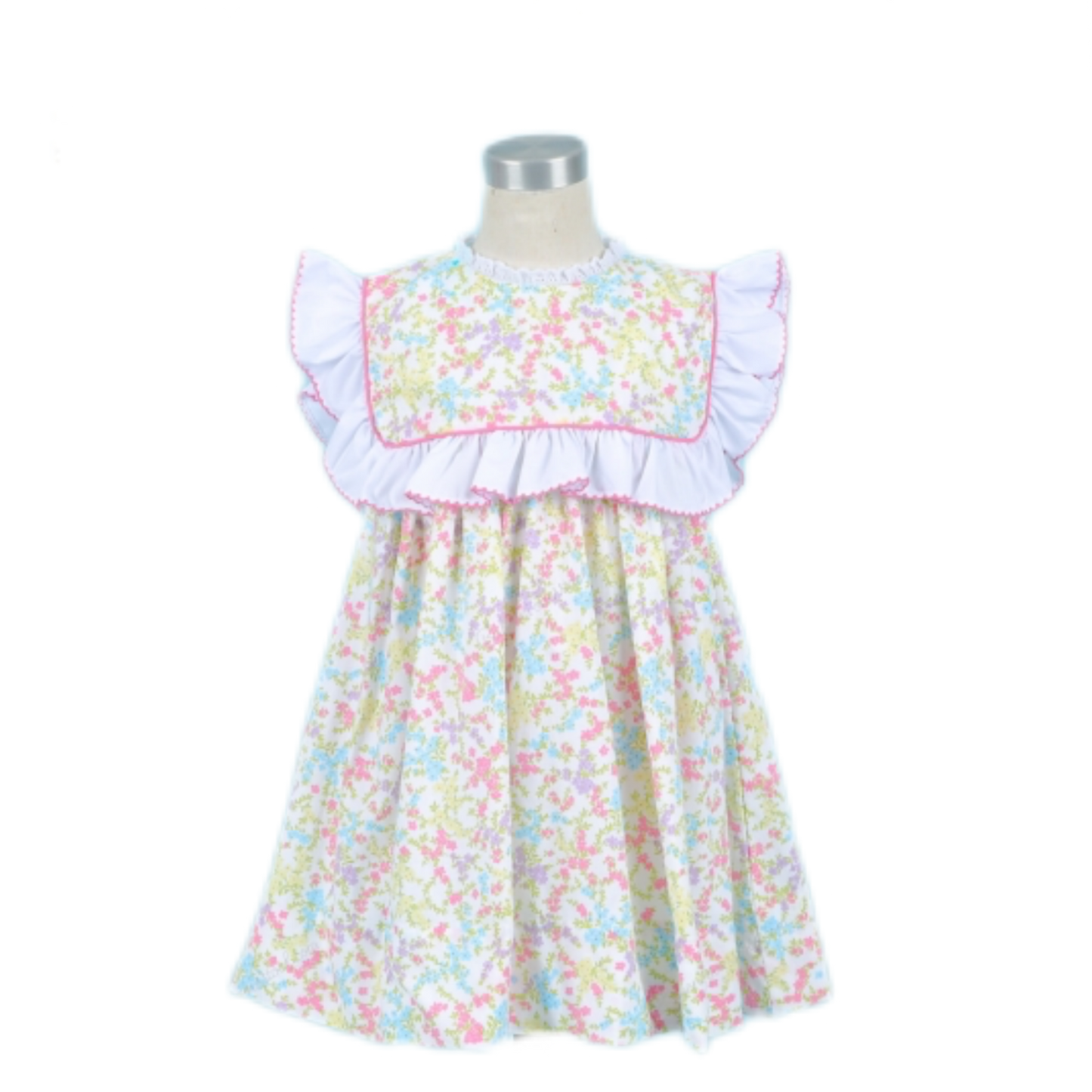 Floral Dress White And Pink Accents For Girl